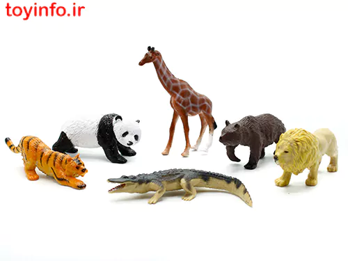 عروسک حیوانات 6 عددی شامل شیر ، تمساح ، ببر ، پاندا ، زرافه و خرس کوچولو