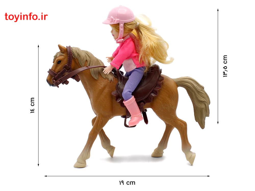 اندازه عروسک دختر سوارکار و اسب آن