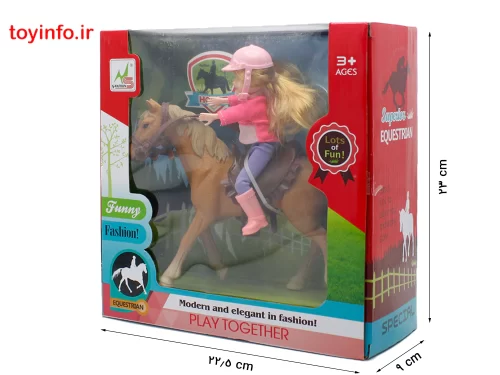 طول و عرض جعبه بسته بندی اسباب بازی دخترانه عروسک اسب و سوارکار آن