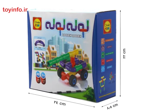 طول و عرض بسته بندی بازی فکری لوله لوله 40 قطعه، اسباب بازی ساختنی برای کودکان خردسال