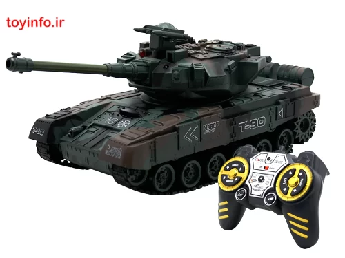 تانک کنترلی T-90 با امکان شلیک گلوله و چرخش برجک و تنظیم زاویه لوله با دستگاه کنترل, اسباب بازی پسرانه جنگی