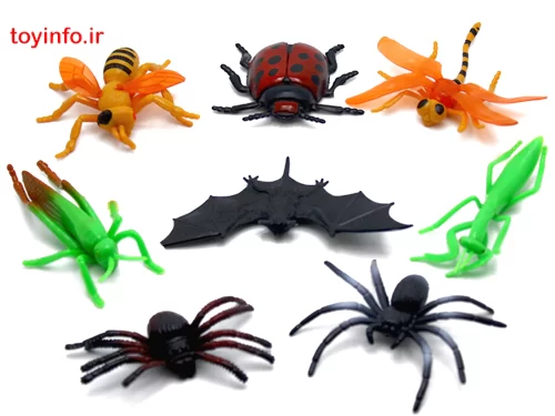 فیگور حشرات پلاستیکی 8 تایی ملخ، مانتیس،عنکبوت و . . . در بازار اسباب بازی