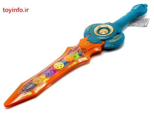 شمشیر حلقه طلایی تیغه نارنجی با طراحی زیبا و تیغه شفاف, شمشیر اسباب بازی , فروشگاه آنلاین بازار اسباب بازی