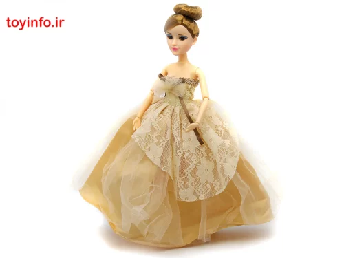 عروسک پرنسس مفصلی با موهای شینیون شده و لباس مجلسی و شیک, فروشگاه آن لاین بازار اسباب بازی