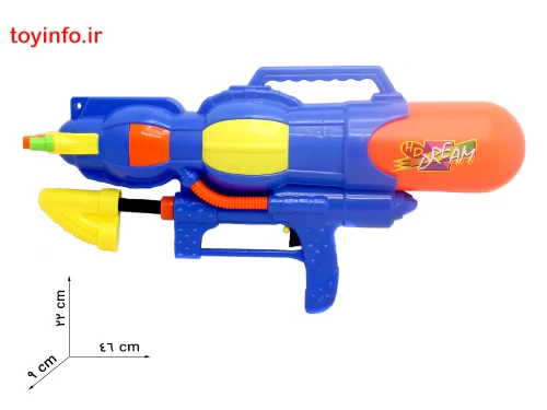 ابعاد و اندازه های تفنگ آبپاش 3 لول آبی , فروشگاه آن لاین بازار اسباب بازی