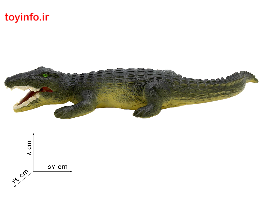 ابعاد و اندازه های عروسک تمساح بزرگ دارای بسته بندی مشمایی فروشگاه اینترنتی بازار اسباب بازی