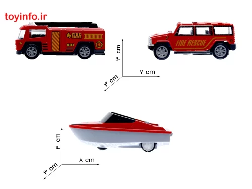 ابعاد و اندازه های ست قایق و ماشین آتش نشانی ,فروشگاه اینترنتی بازار اسباب بازی