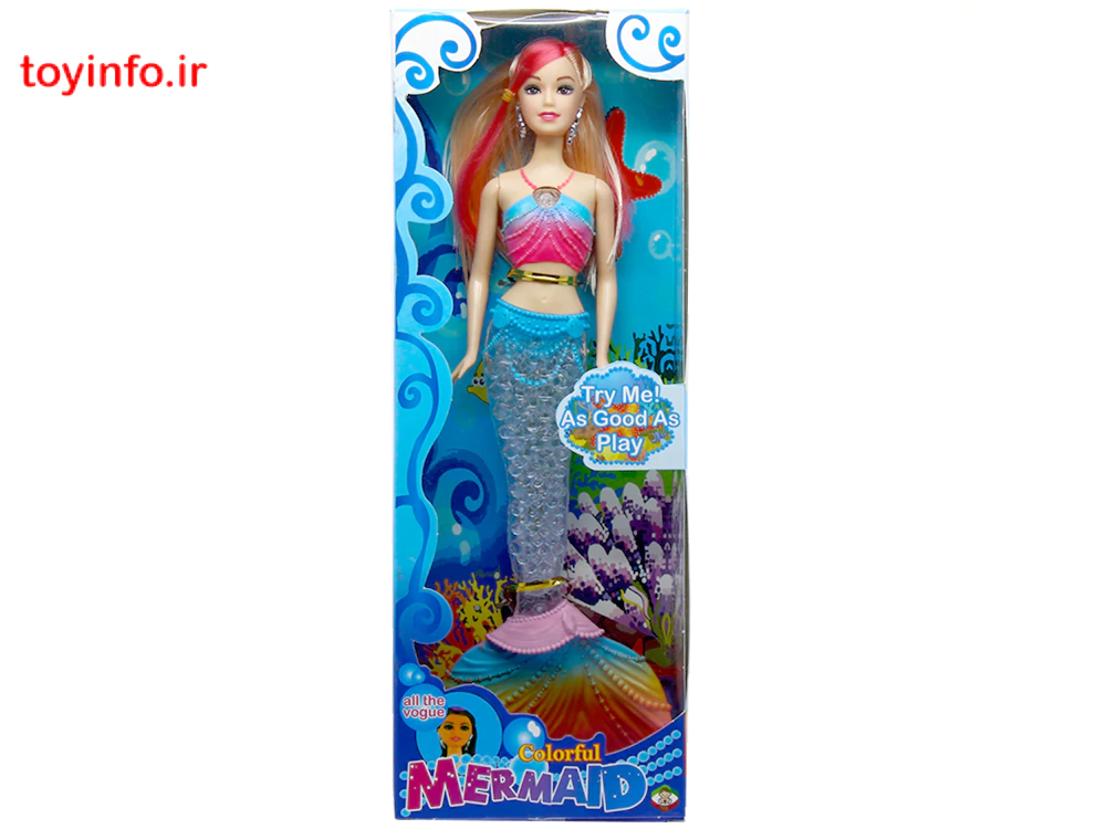 نمایی دیگر از عروسک پری دریایی موزیکال با پخش نور از قسمت پایین بدن، فروشگاه اینترنتی بازار اسباب بازی