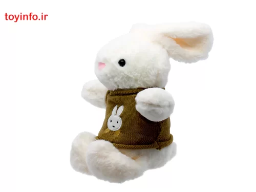 عروسک پولیشی خرگوش تپلی سفید از زاویه جانبی، فروشگاه اینترنتی بازار اسباب بازی