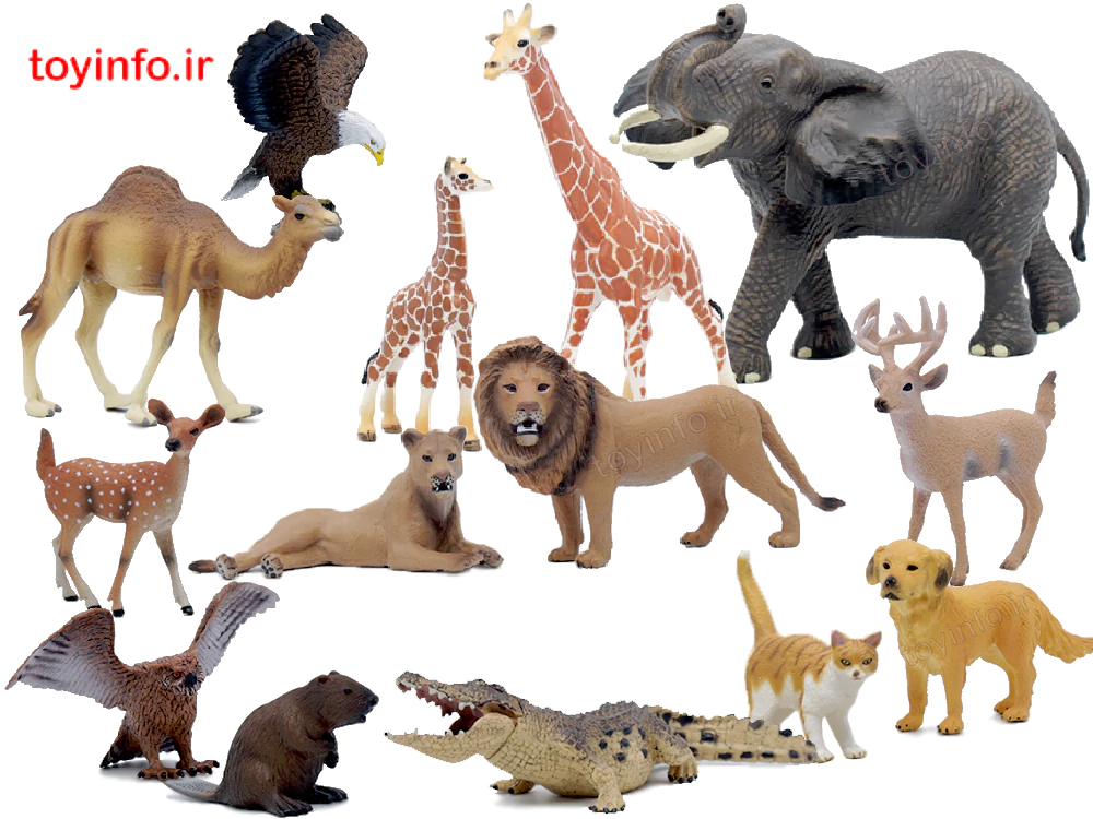 عروسک حیوانات جنگل 22 عددی شامل عاب، زرافه، سمور، تمساح , حیوانات اسباب بازی