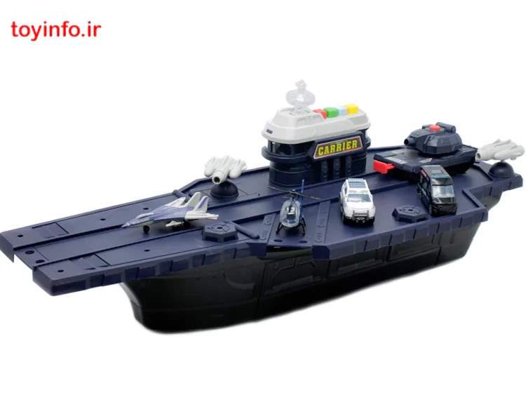 کشتی و ناو هواپیمابر پلیس با مجموعه هواپیما، هلی کوپتر، دو ماشین پلیس و تانک, فروشگاه آنلاین بازار اسباب بازی
