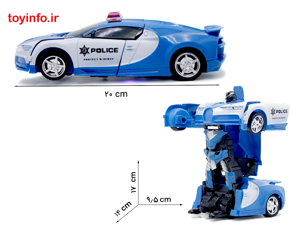ابعاد ماشین پلیس تبدیل شونده چراغدار