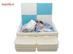 میز لگو با ظروف مخصوص و قطعات لگویی