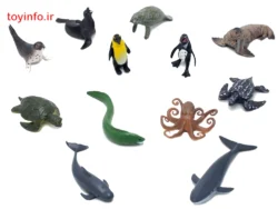 فیگور حیوانات دریایی 12 عددی در ابعاد کوچک و از جنس پلاستیک با کیفیت