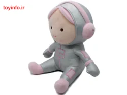 عروسک پارچه ای دختر فضایی نقره ای با چهره ای خندان