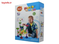 نمای جانبی از جعبه اسباب بازی ساختنی لوله و توپک