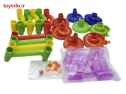 قطعات بازی ساختنی لوله و توپک برای ساخت مسیرهای متنوع