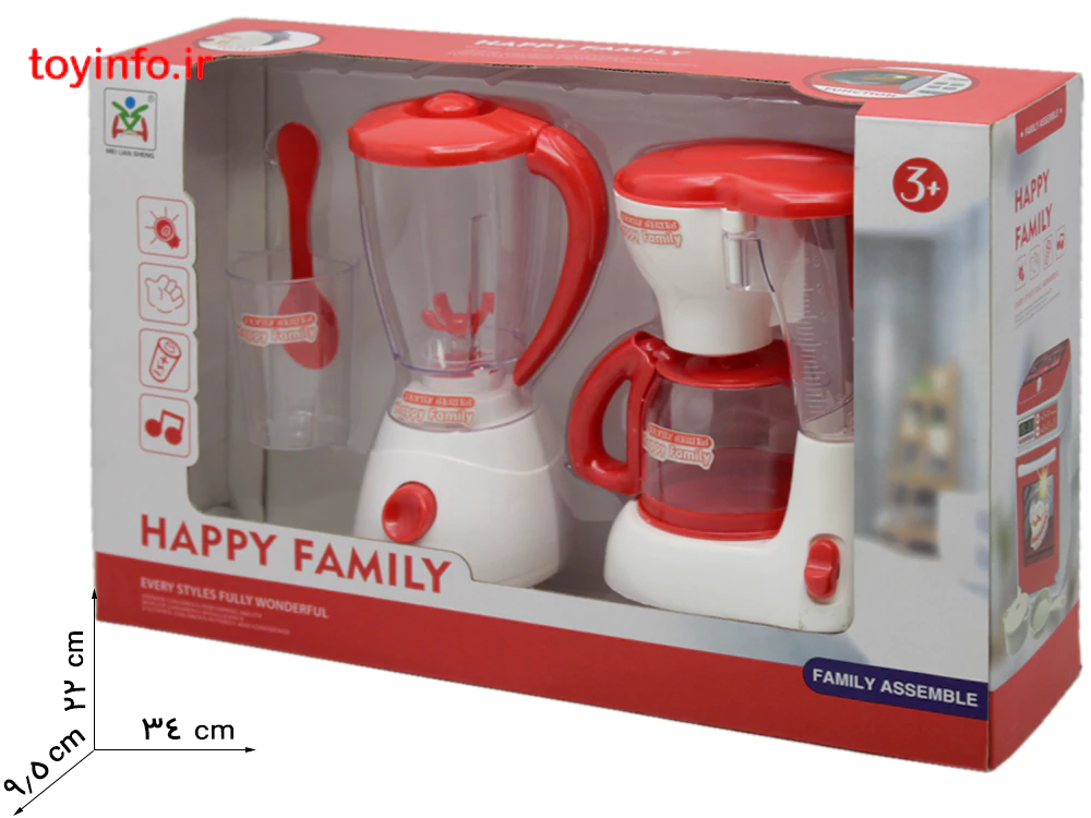 طول و عرض اسباب بازی قهوه ساز و مخلوط کن هپی فمیلی