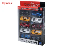 نمای جانبی از جعبه اسباب بازی ست ماشین فلزی اسپرت