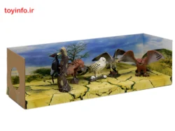 ست فیگور پرنده شامل شاهین، عقاب، جغد برفی دارکوب و کرکس