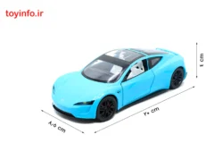 ابعاد و اندازه طول و عرض ماشین فلزی تسلا رودستر آبی